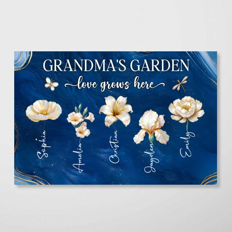 Grandma's Garden 3D Effect Birth Month Flowers - Personalized Poster - Christmas, Birthday, Mother's Day Gift For Grandma