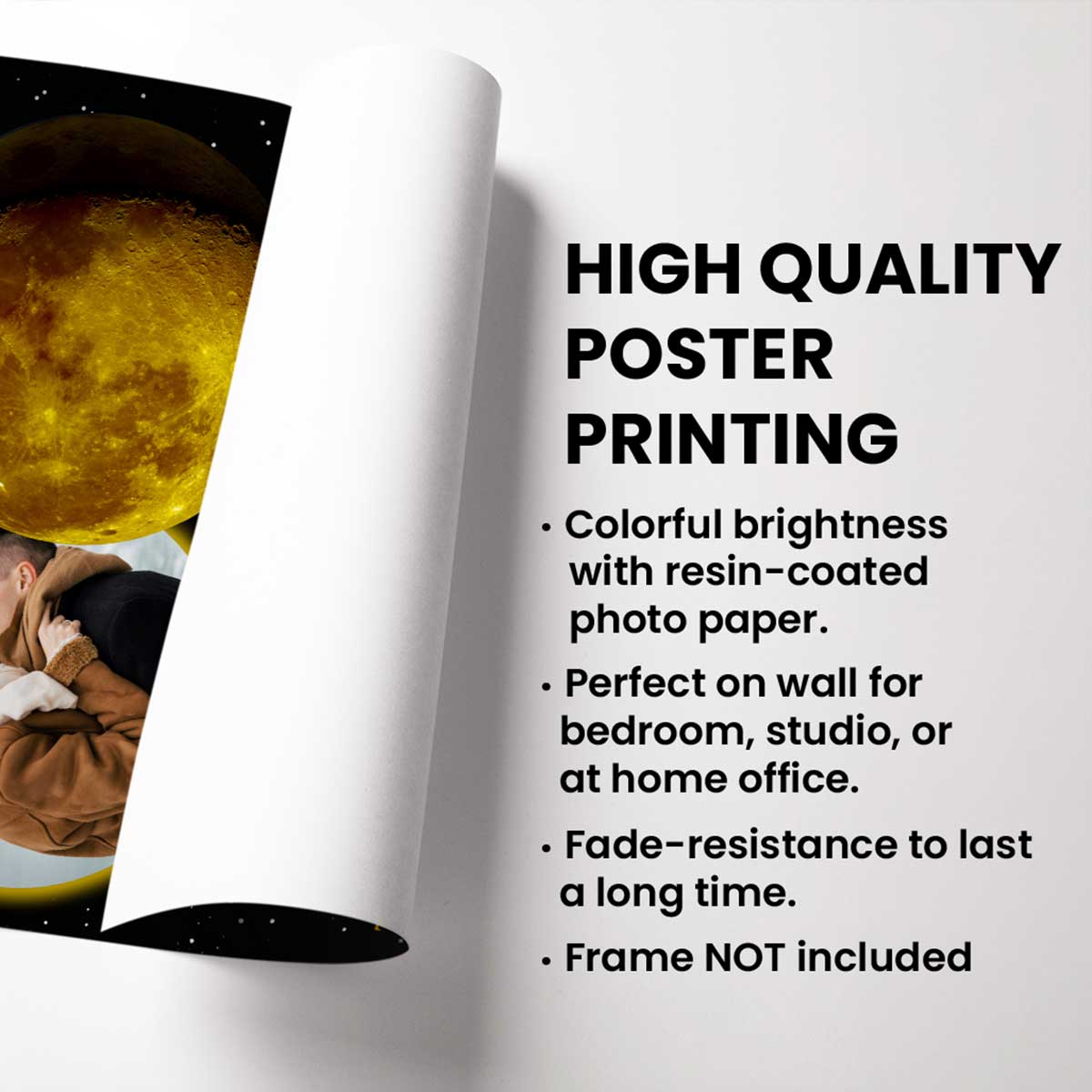 Couple Upload Photo Custom Moon Phases The Day We Met Personalized Poster , Heartfelt Gift For Couple, For Him, For Her, Boyfriend, Girlfriend, Husband, Wife