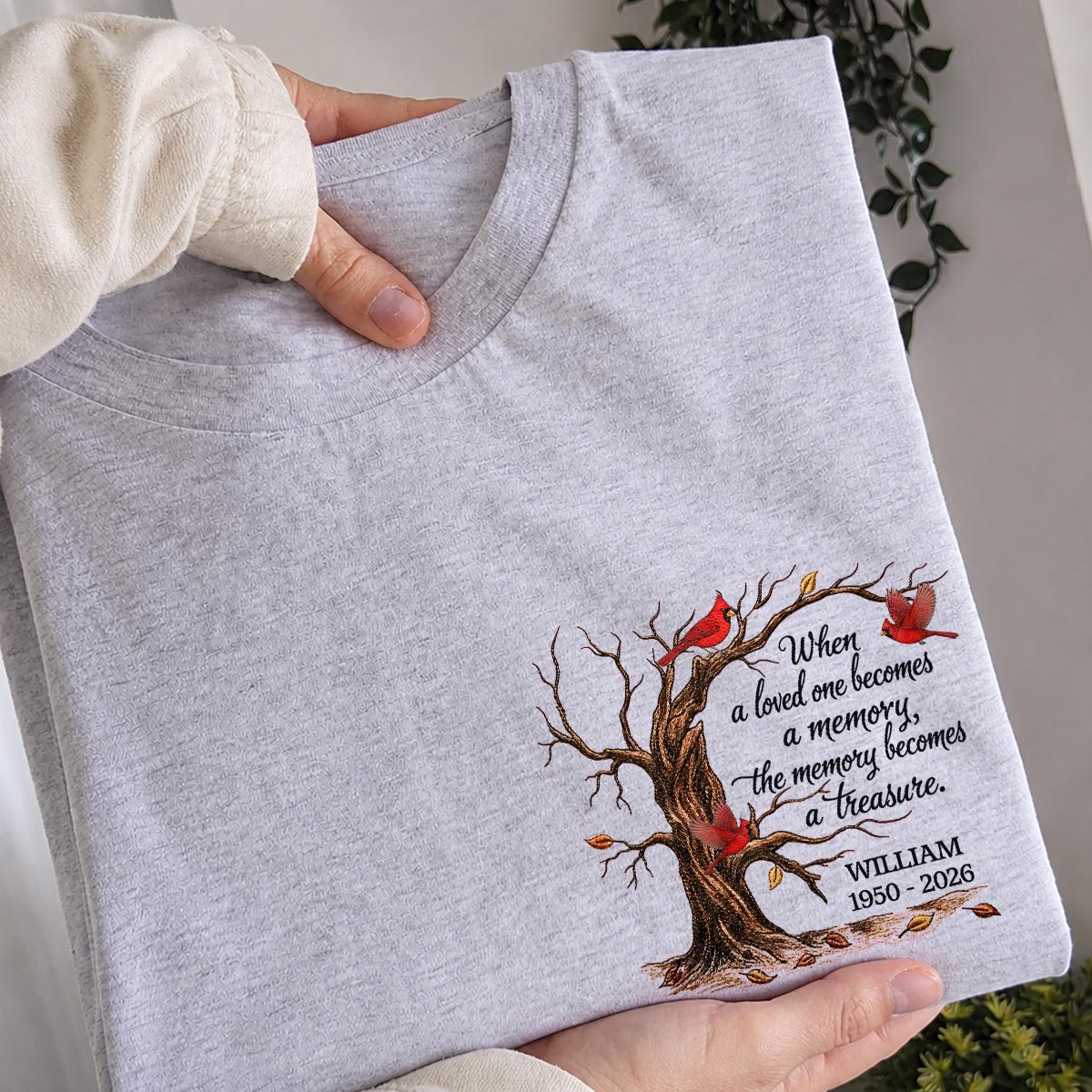 Memorial Tree Butterflies Cardinals Hummingbirds - Personalized Shirt - Remembrance Gift