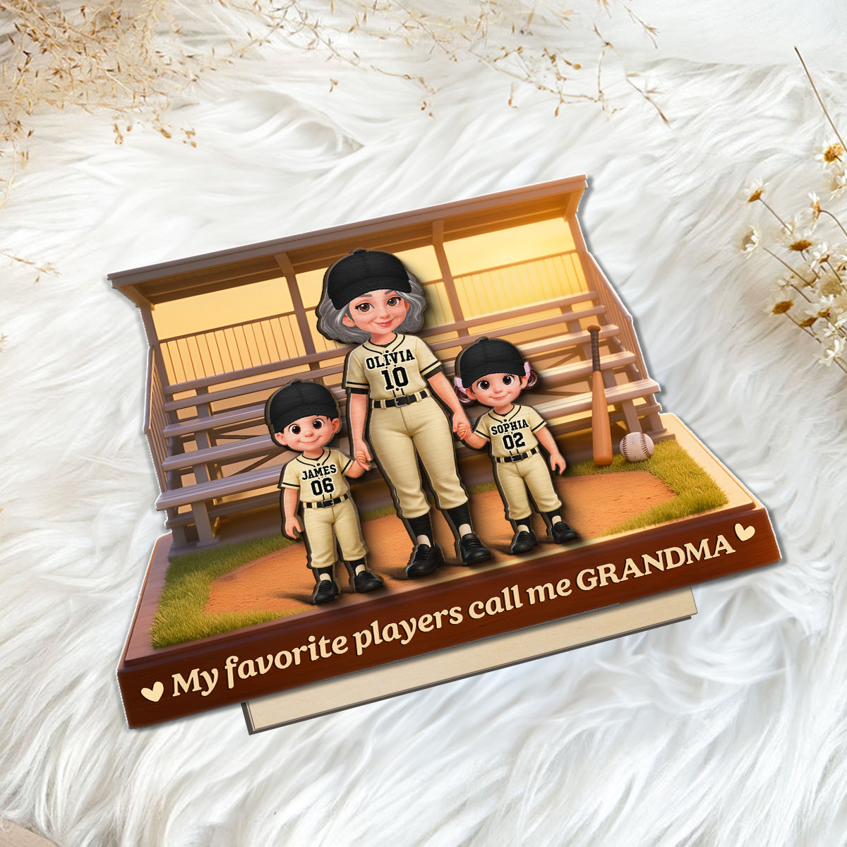 From The Baseball Bleachers With Love My Favorite Players Call Me Grandma - Personalized 2-Layered Wooden Plaque - Mother's Day Gift For Baseball Grandma