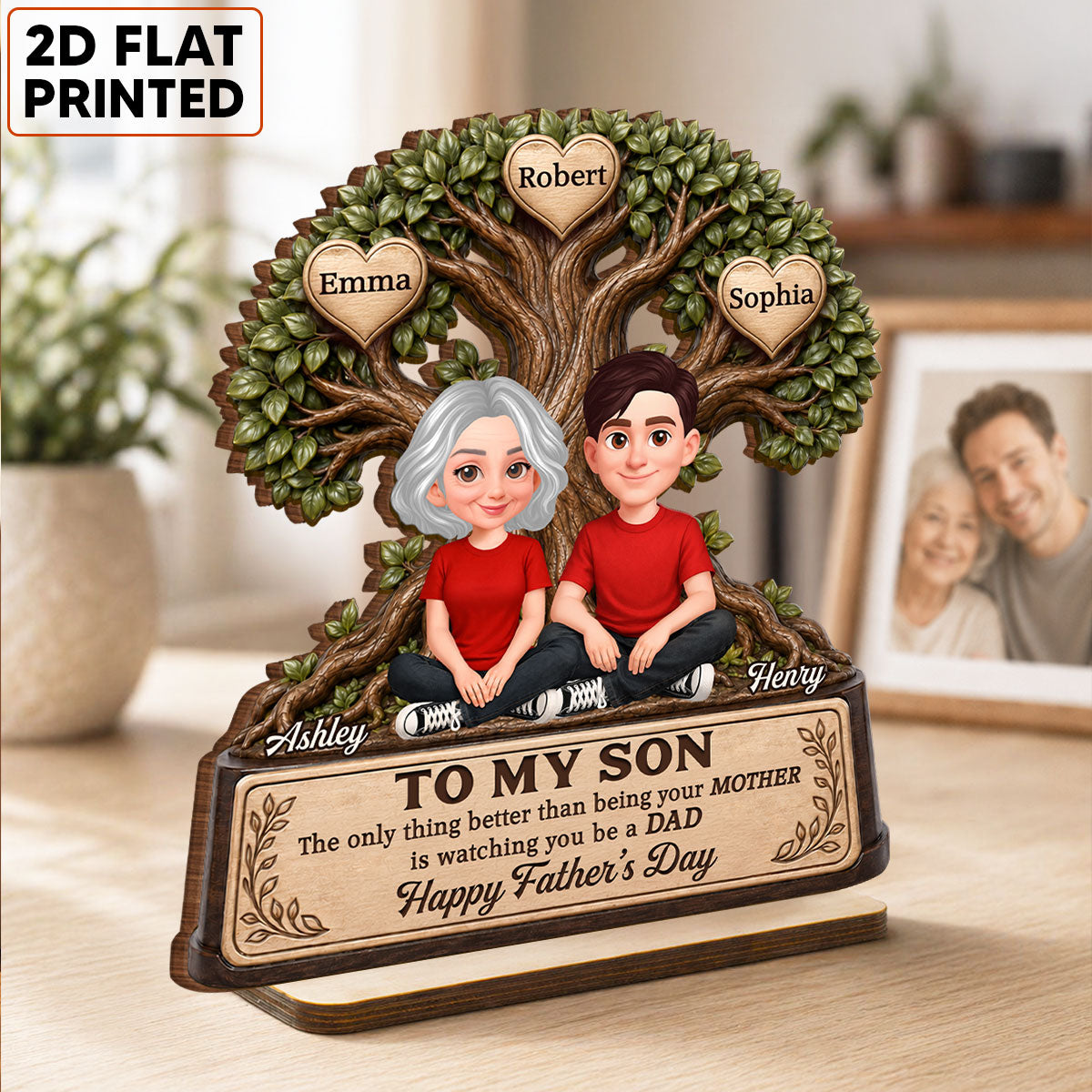 To My Son Watching You Be A Dad From Mom - Personalized 2-Layered Wooden Plaque -  Gift For Son