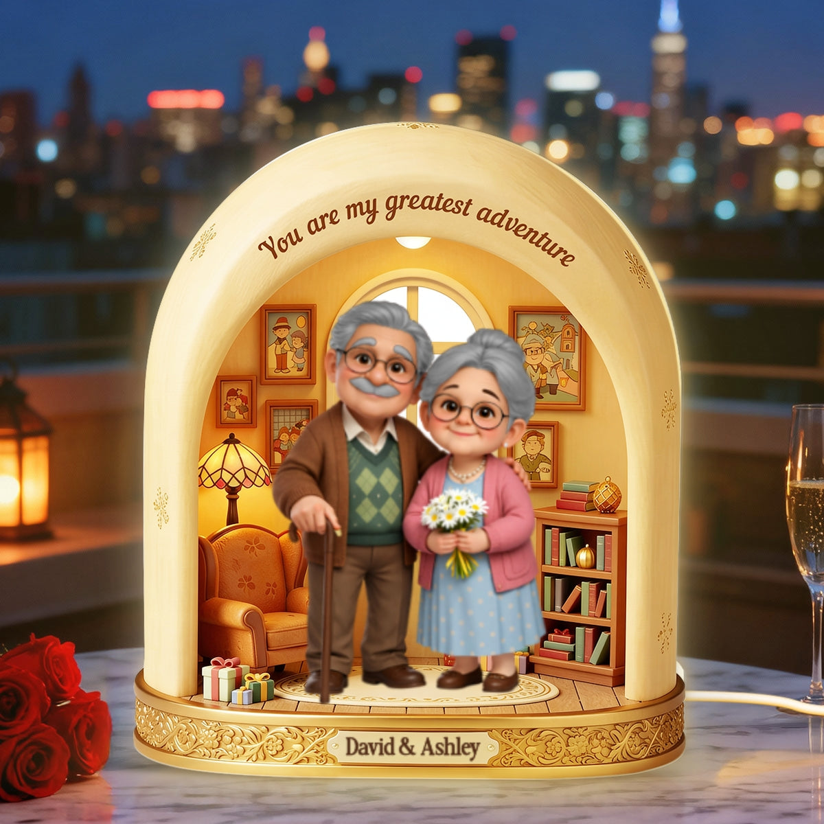 A Lifetime Adventure Old Couple - Personalized Light Box - Anniversary, Valentine's Day Gift, Gift For Him, Gift For Her