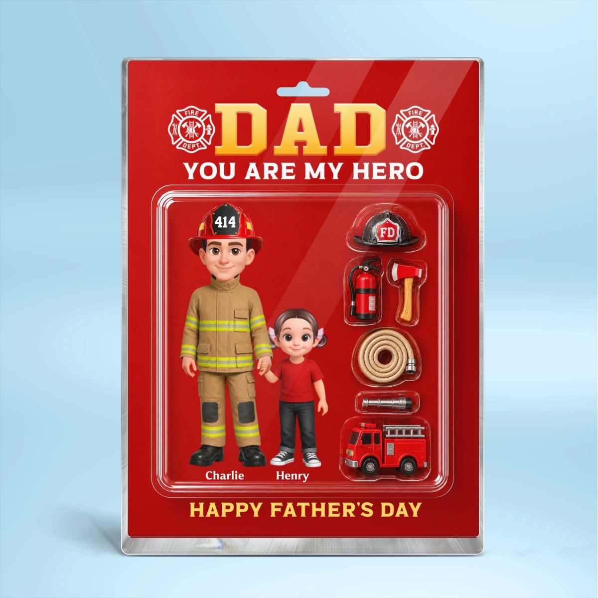 Proud Firefighter Dad You Are Our Hero - Personalized Acrylic Block Plaque -  Gift For Dad, Husband
