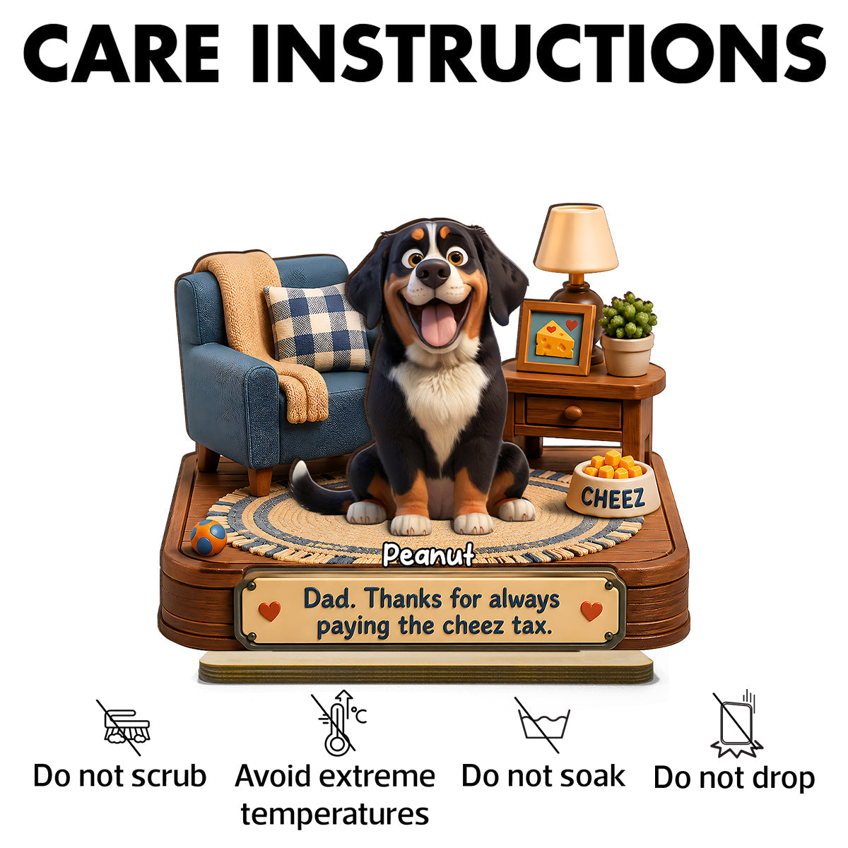 Cheese Tax Dog Dad - Personalized 2-Layered Wooden Plaque -  Gift for Dog Dad