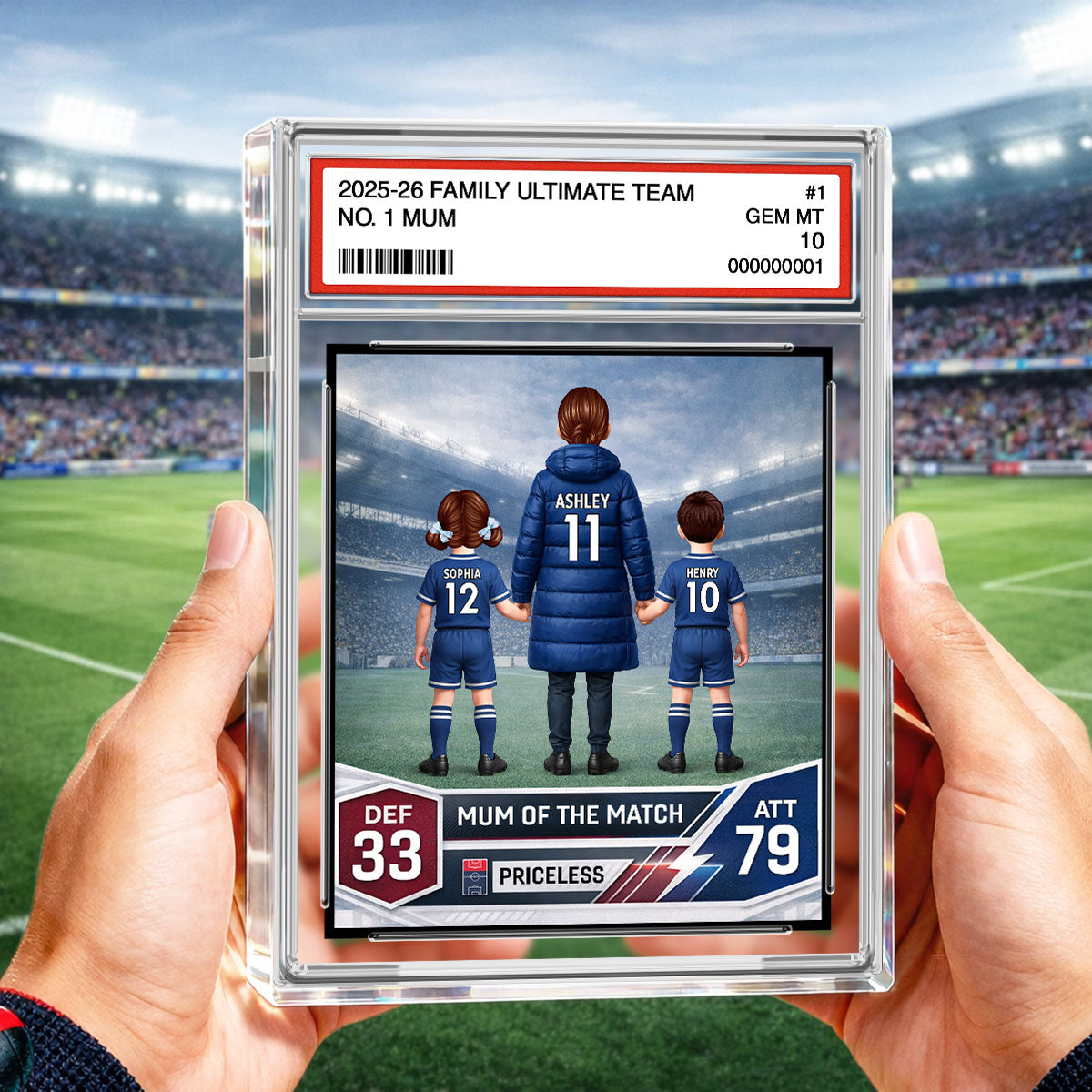 Football Mum Trading Card Style - Personalised Acrylic Block Plaque - Gift For Football Mum