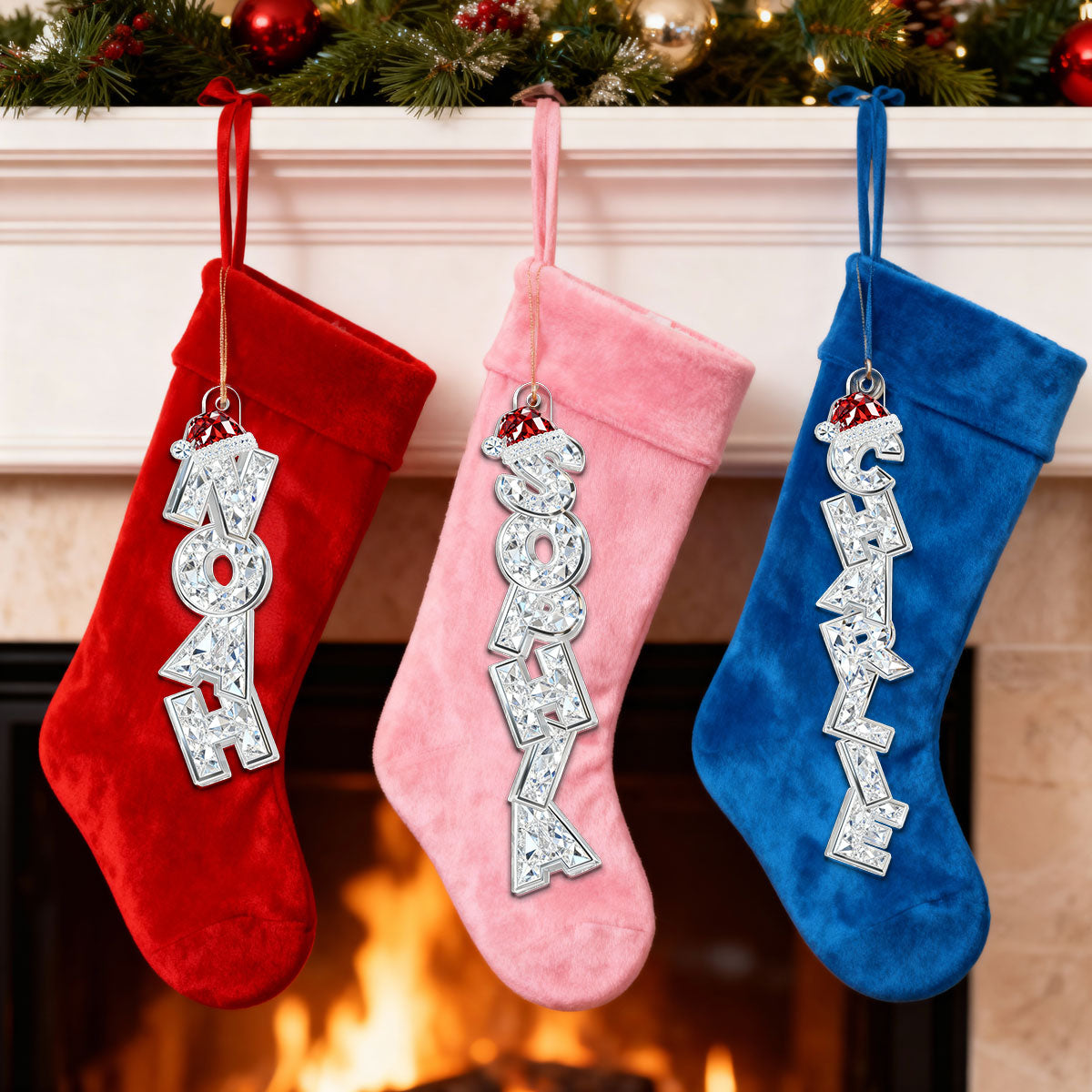 Beautiful Letters Custom Family Names Christmas - Personalized Acrylic Ornament - Gift For Family, Christmas Ornament, Christmas Stocking Name Tags