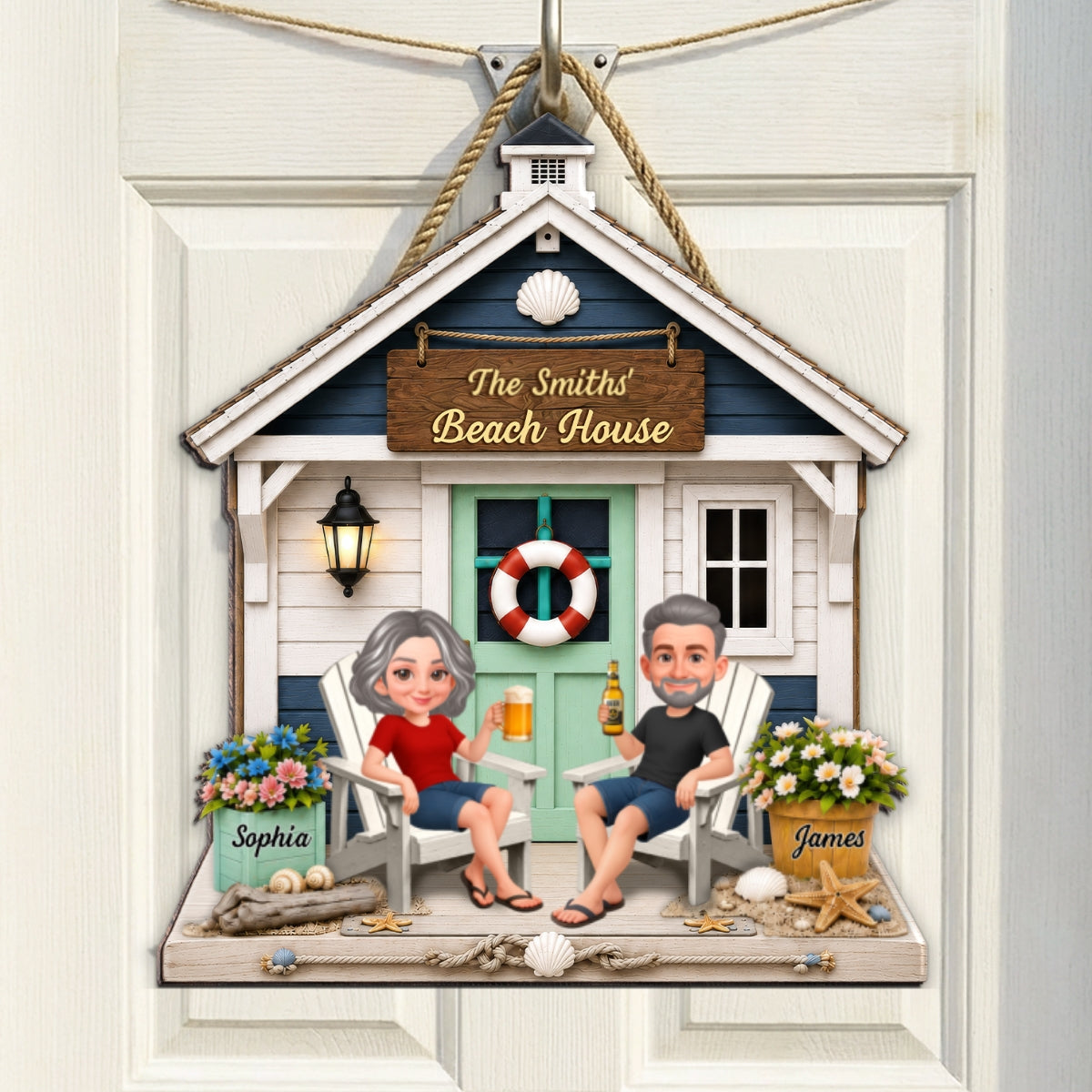 Welcome To Our Beach House 2D Flat - Personalized Wood Sign