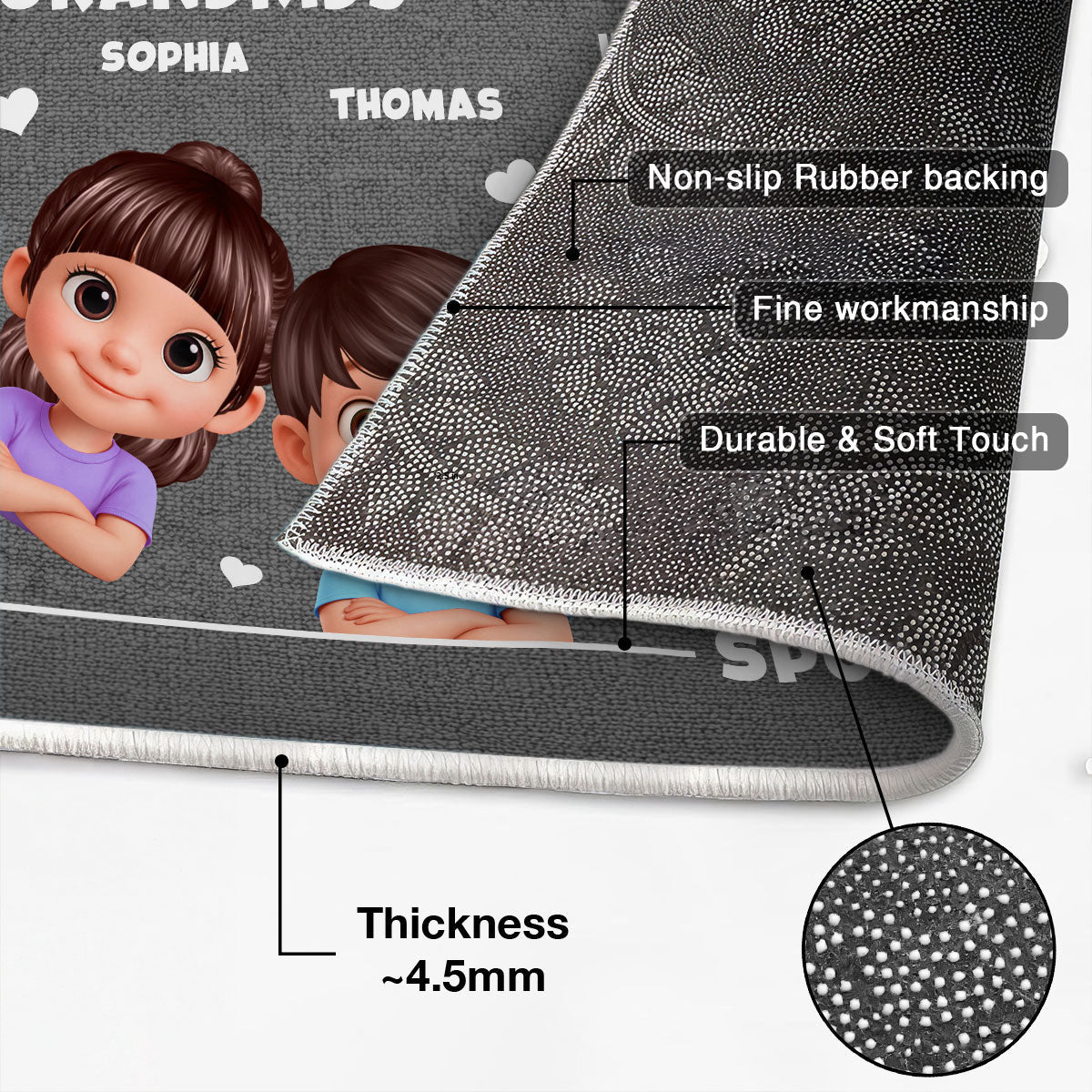Grandkids Spoiled Here - Personalized Doormat - Mother's Day Gift For Grandma, Gift For Grandparents