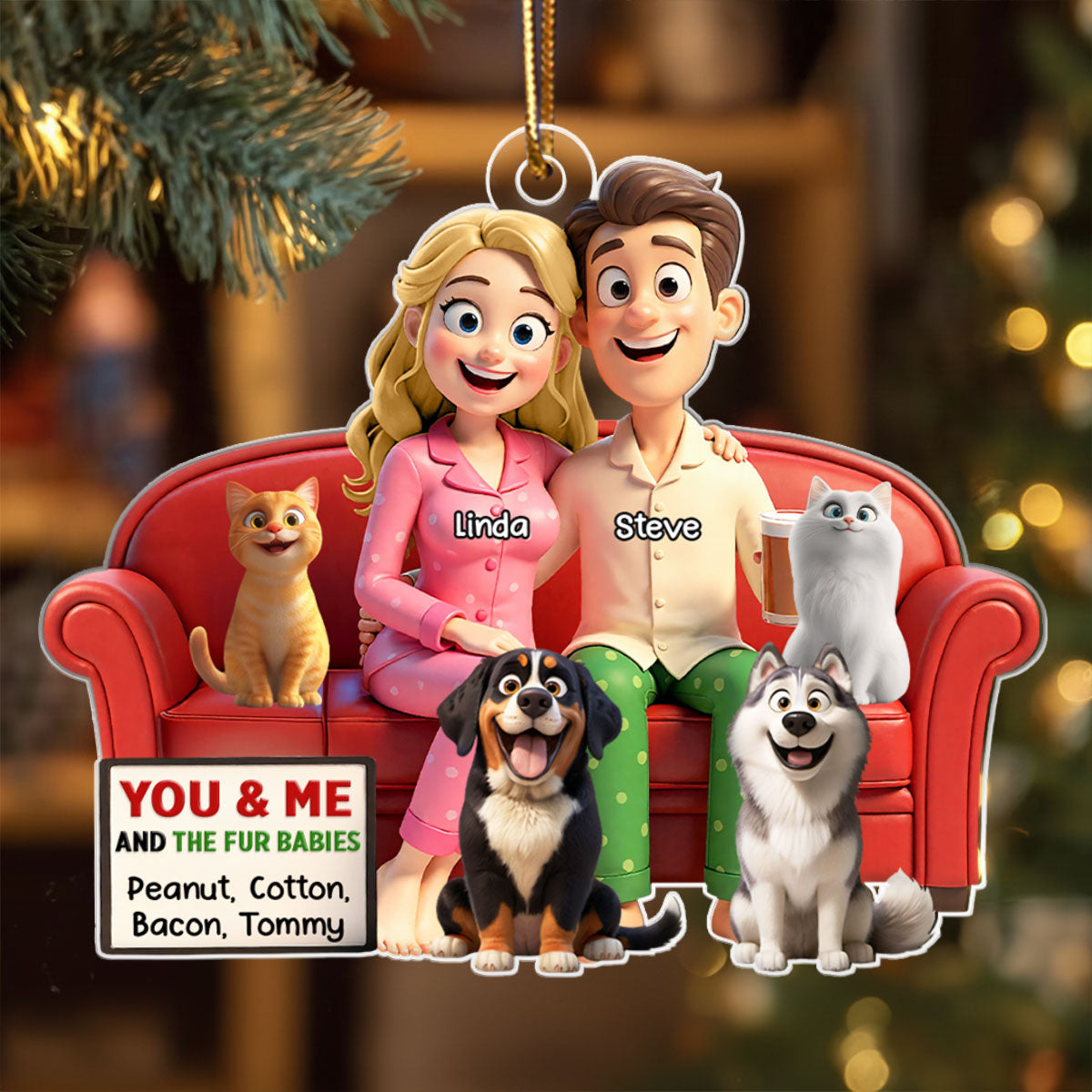Cartoon Couple You & Me We Got This - Personalized Acrylic Ornament - Christmas Gift for him, Gift for her