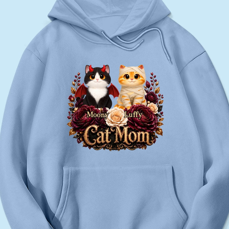 Cats Halloween Preppy Ghost Cherry - Personalized Shirt - Halloween Gift, Gift For Cat Lovers