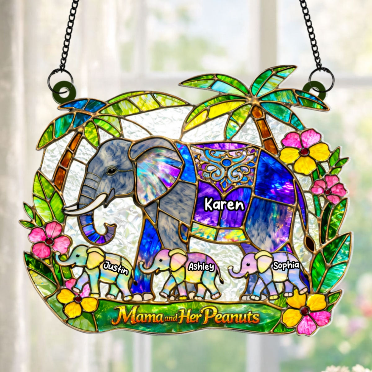 Mama and Her Peanuts - Personalized Suncatcher - Mother's Day Gift for Mom, Wife