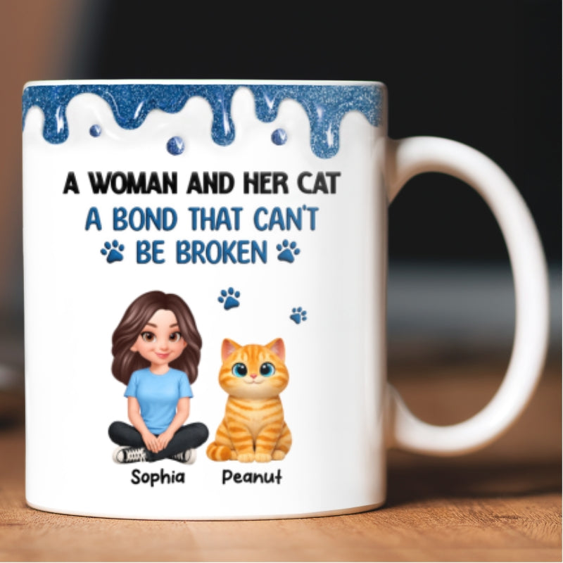 Adorable Cats A Girl And Her Cats - Personalized Mug - Mother's Day Gift For Cat Mom, Cat Lovers