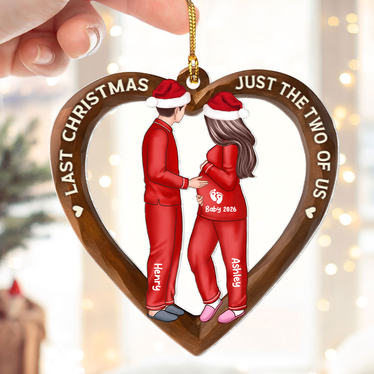 Last Christmas Just the Two of us - Personalized Acrylic Ornament - Pregnancy Reveal Ornament