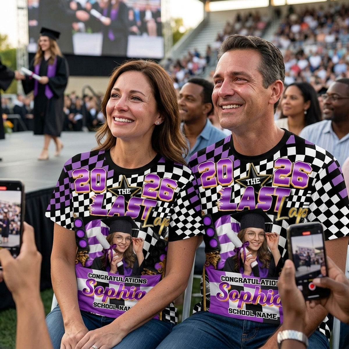 The Last Lap Racing Pattern Class Of A Graduate Custom Photo - Personalized Shirt - Family Matching Graduation Shirt, Graduation Party Gift, Senior Class of 2026