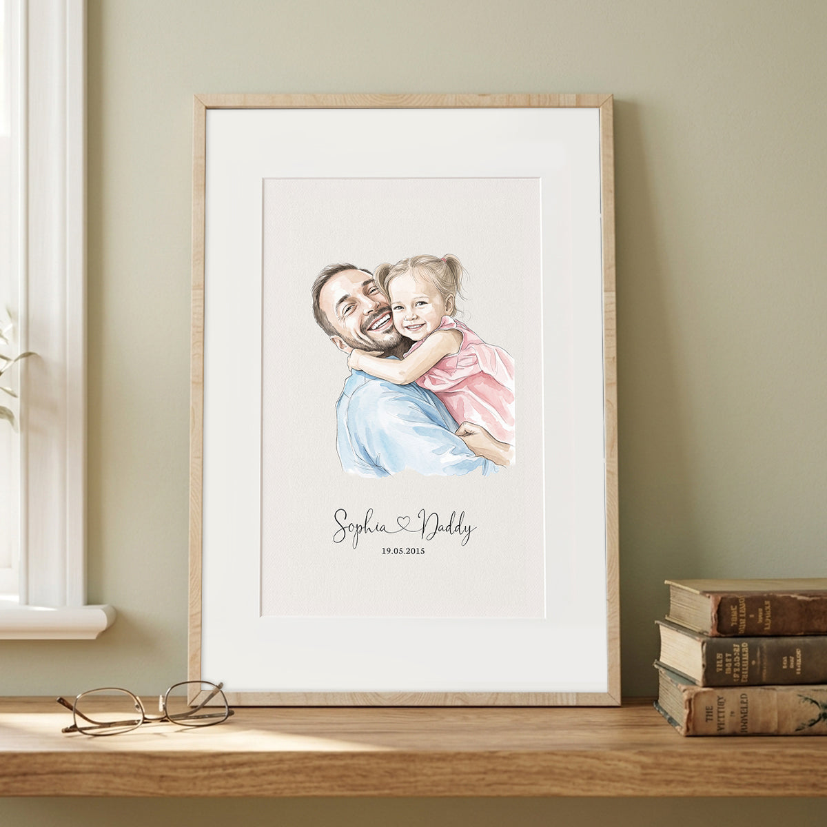 Custom Watercolor Portrait from Photo - Personalized Poster - Father's Day Gift for Dad, Husband