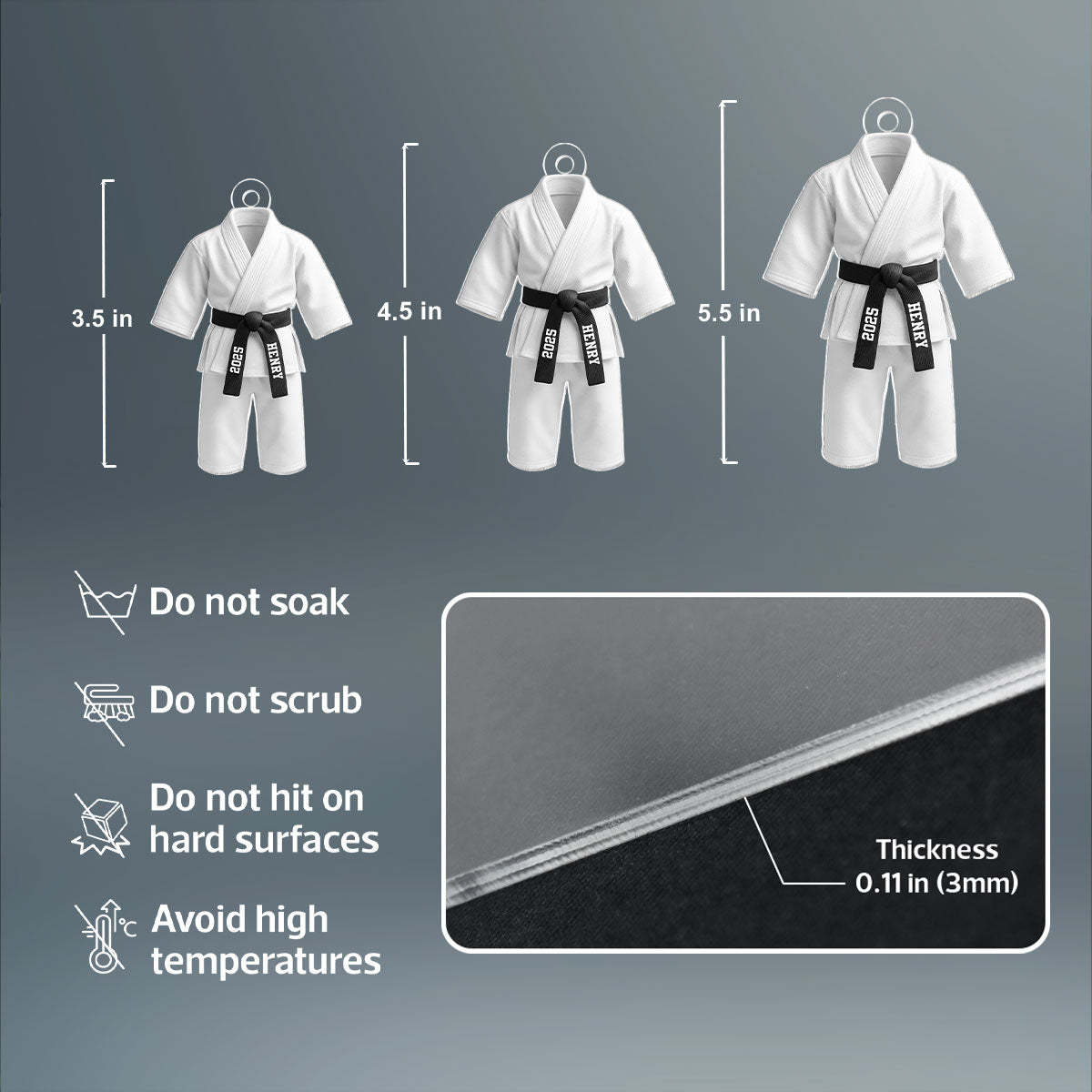 3D Effect Karate Uniform Martial Arts - Personalized Acrylic Ornament - Unique Christmas Gift For Son, Daughter, Grandson, Granddaughter