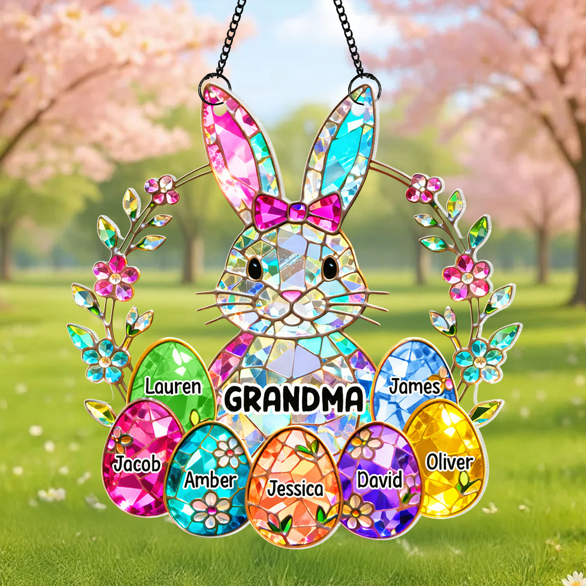 Bunny Grandma Easter Gift - Personalized Acrylic Suncatcher Ornament - Easter Gift, Mother's Day Gift for Grandma, Mom, Wife