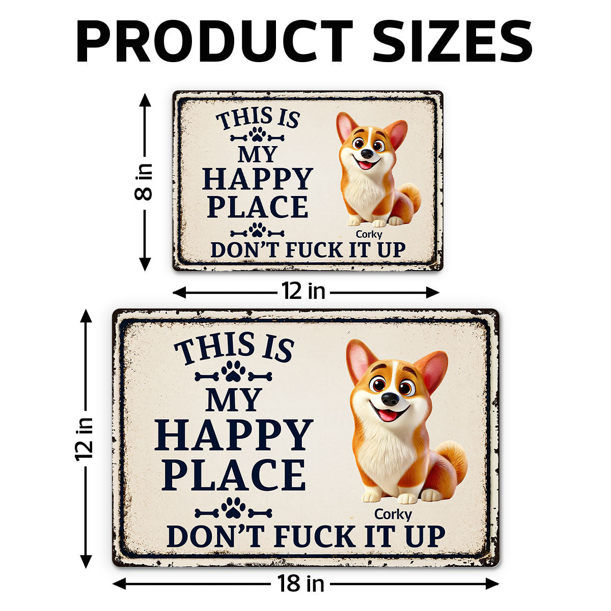 This Is My Happy Place For Dog - Personalized Metal Sign - Gift For Dog Lovers
