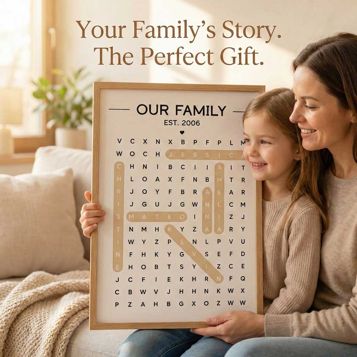 Our Family Word Search Puzzle Created In A Moment, Treasured Forever - Personalized Poster