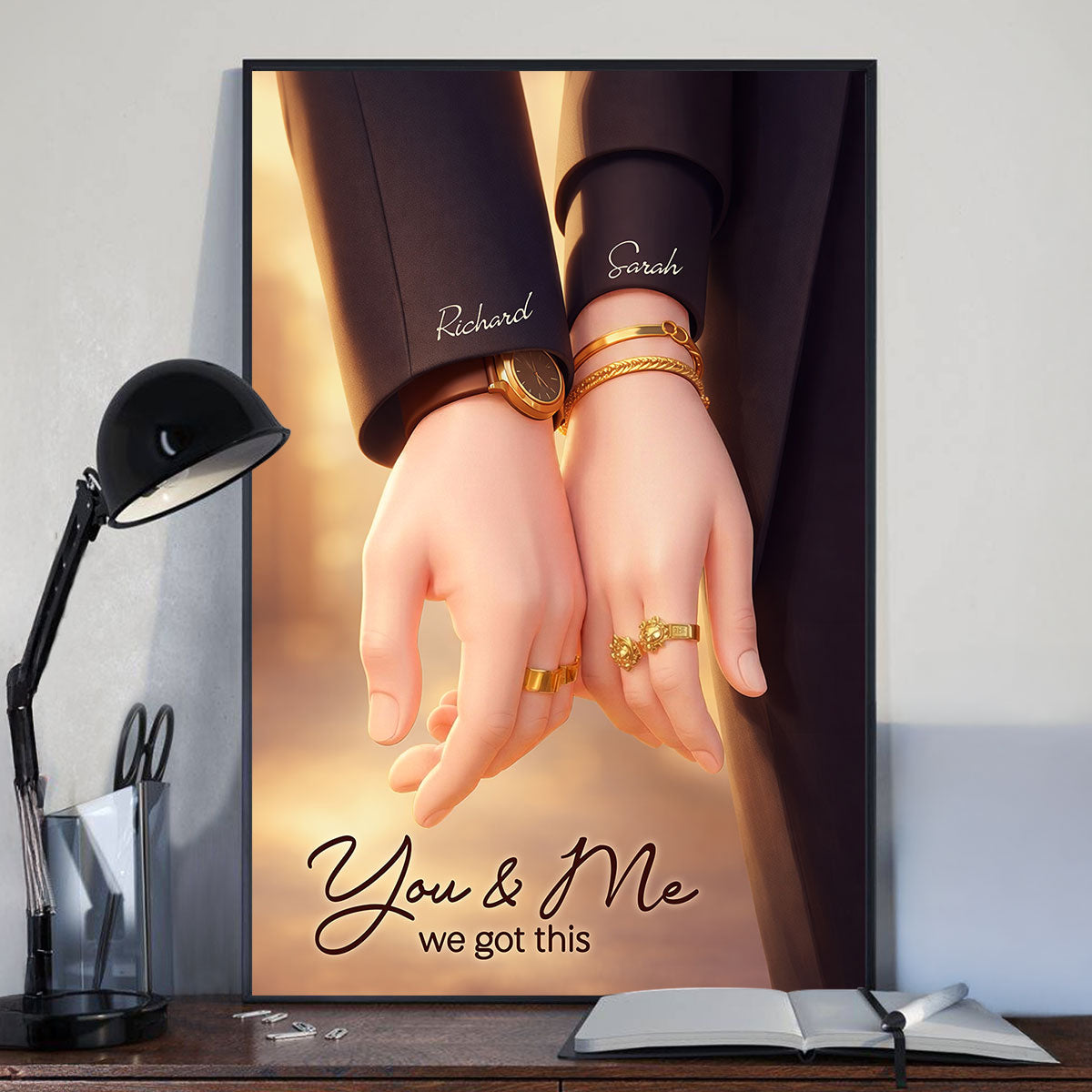 Couple Romantic Hands Close Up - Personalized Poster - Anniversary, Valentine's Day Gift, Gift For Him, Gift For Her
