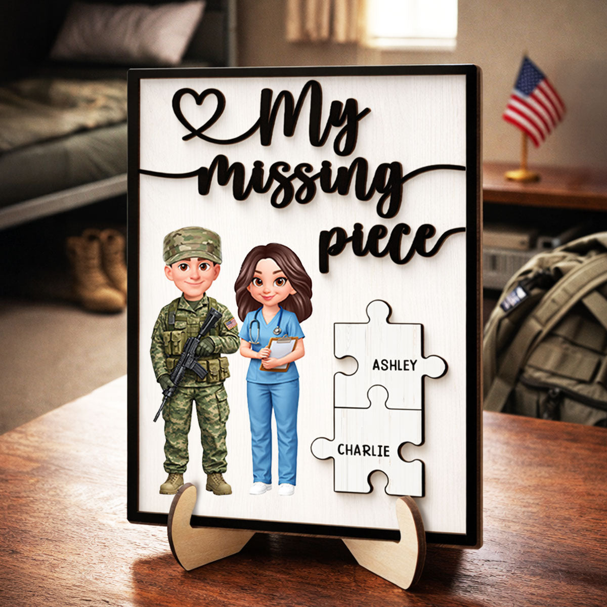 My Missing Piece Couple Occupation - Personalized 2-Layered Wooden Plaque - Heartfelt Valentine's Day Gift for Him, Gift for Her