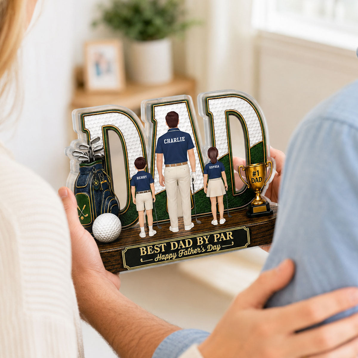 Golf Dad Legend Best Dad By Par - Personalized Acrylic Block Plaque - Unique Trending  Gift For Dad