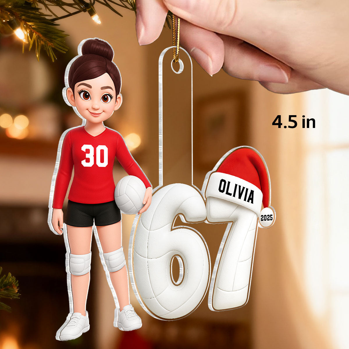 3D Effect 67 Six Seven Custom Sport 2025 Slang Christmas - Personalized Acrylic Ornament - Funny Christmas Gift For Teen, Grandkid, Gen Alpha