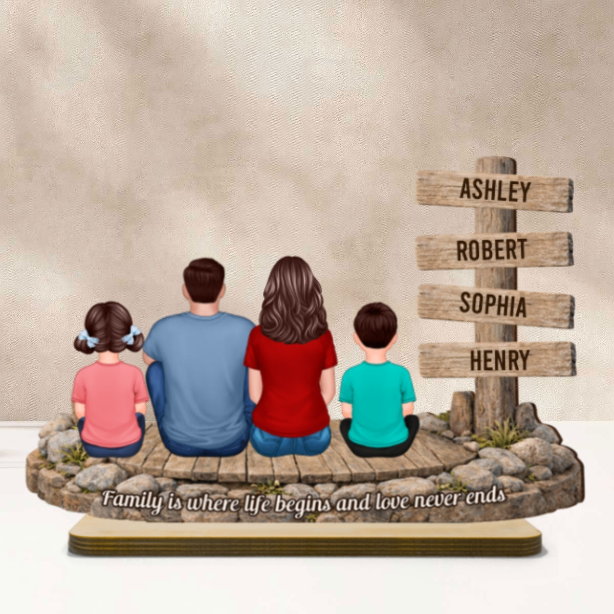 Family Is Where Life Begins And Love Never Ends - Personalized 2-Layered Wooden Plaque - Heartfelt Gift For Mom, Dad