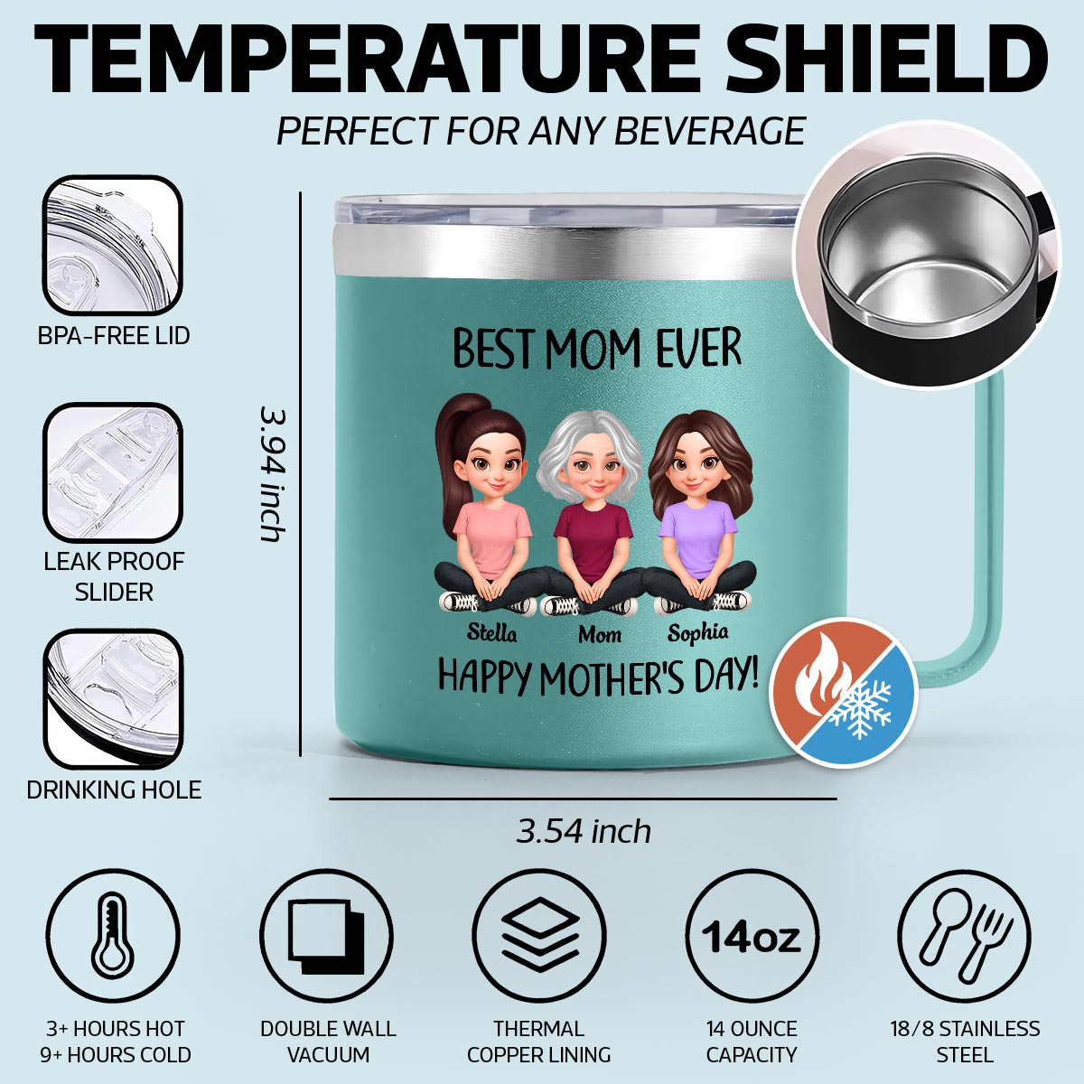 Sometimes You Forget That You're Awesome Mom - Personalized Stainless Steel Tumbler with Handle - Mother's Day Gift For Mom Grandma