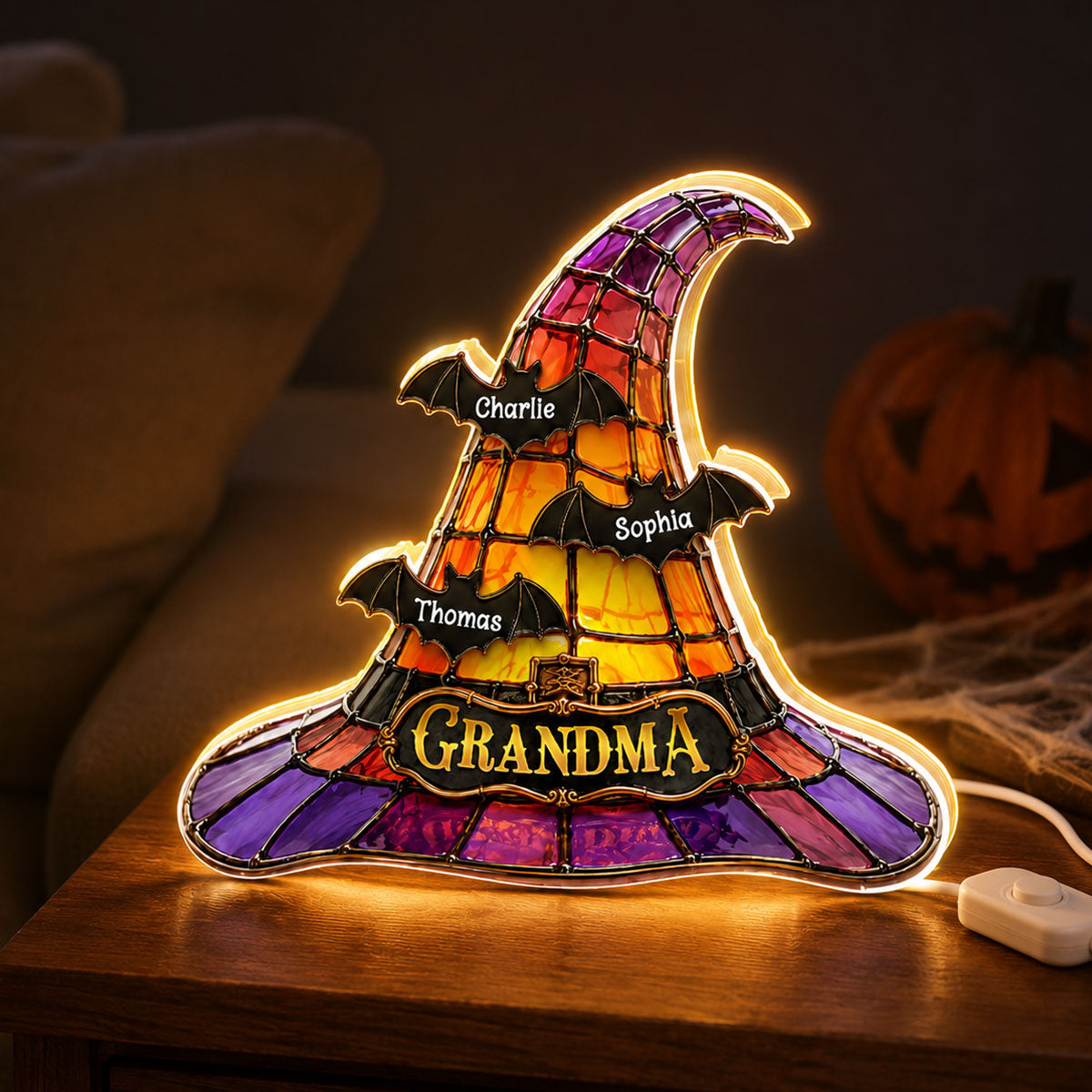 Grandma Witch Hat - Personalized Light Box - Halloween Decor for Grandma