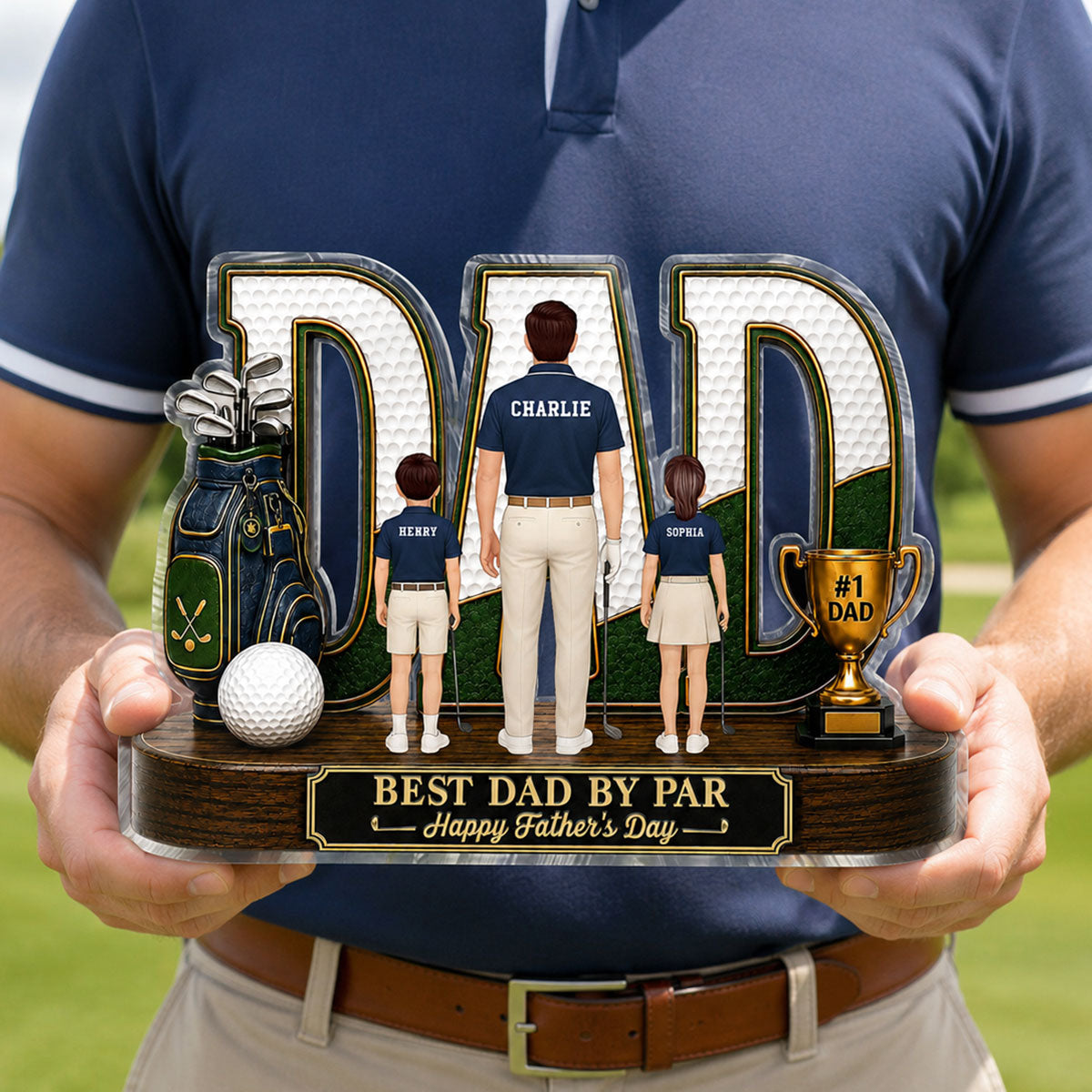 Golf Dad Legend Best Dad By Par - Personalized Acrylic Block Plaque - Unique Trending  Gift For Dad
