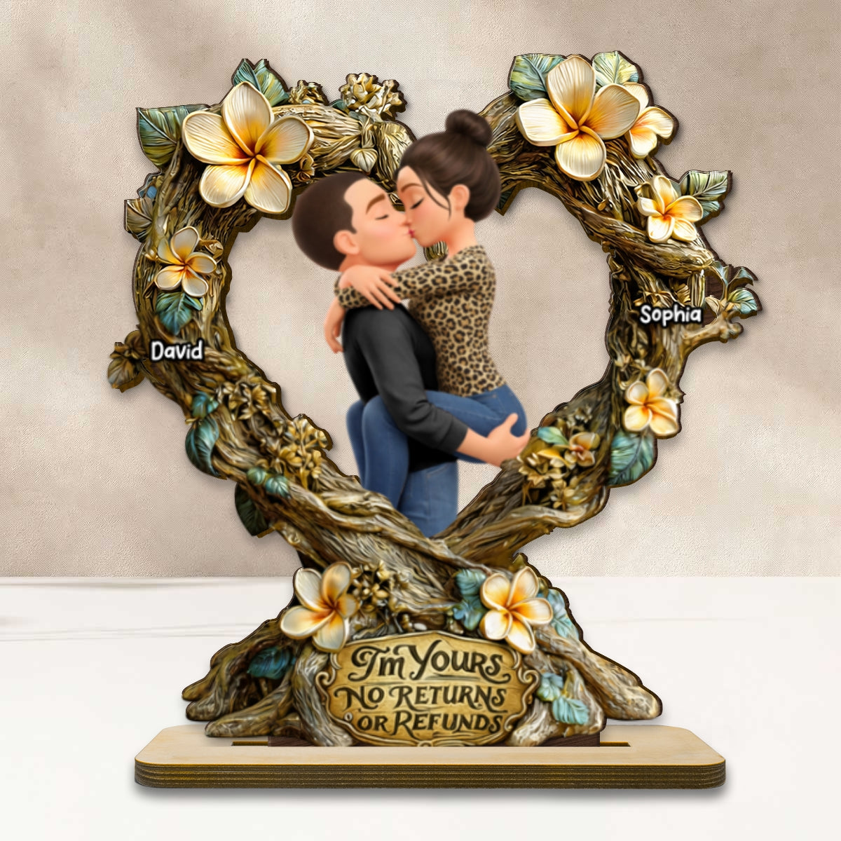 I'm Yours No Returns Or Refunds - Personalized 2-Layered Wooden Plaque - Anniversary, Valentine's Day Gift, Gift For Him, Gift For Her
