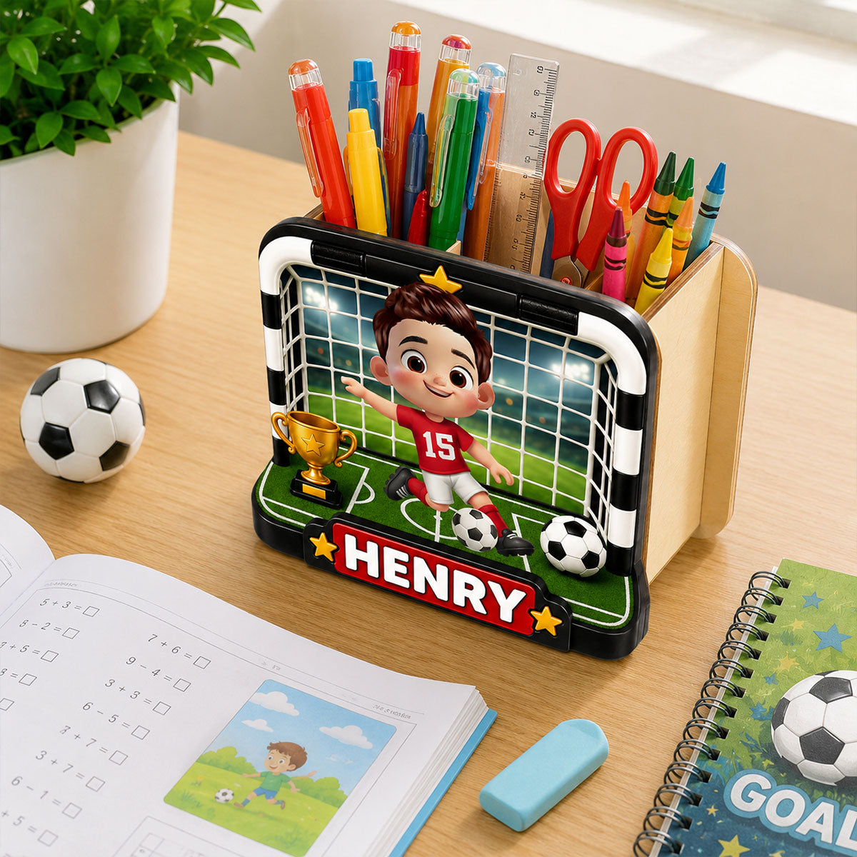 Trending Soccer Kids - Personalized Pencil Holder - Back To School Gift For Kid, Girl, Boy