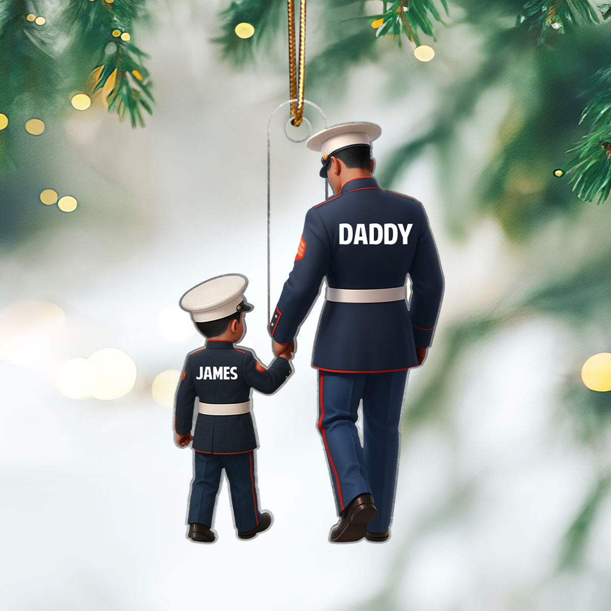 Marine Dad - Personalized Acrylic Orrnament - Perfect Christmas Gift for Marine Dad, for Husband