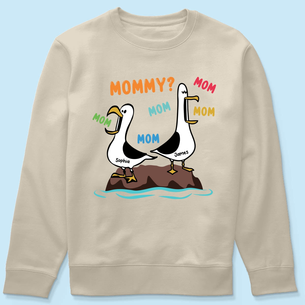 Seagull Mom Mom Mom Colorful - Personalized Shirt - Funny Mother's Day Gift For Mom