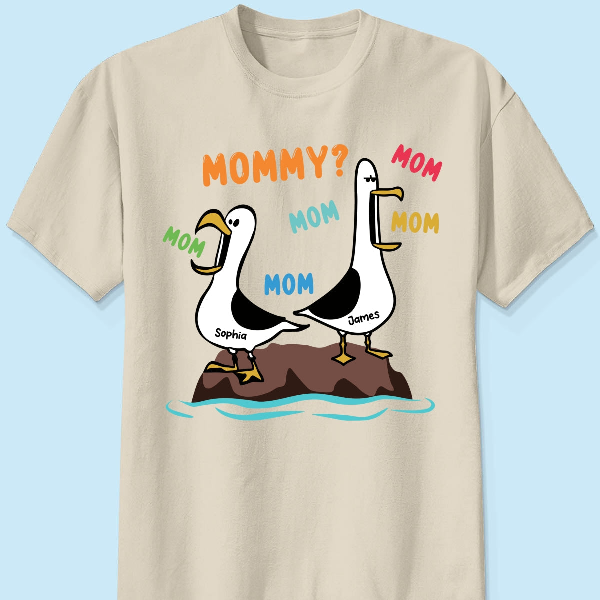 Seagull Mom Mom Mom Colorful - Personalized Shirt - Funny Mother's Day Gift For Mom
