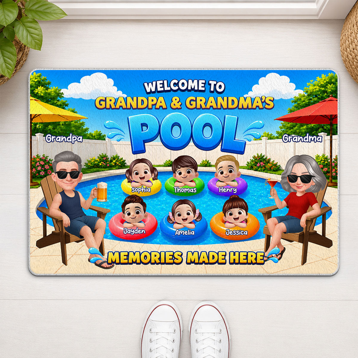 Welcome To Grandma Grandpa Pool Summer - Personalized Doormat - Gift For Grandparents, Summer Decoration