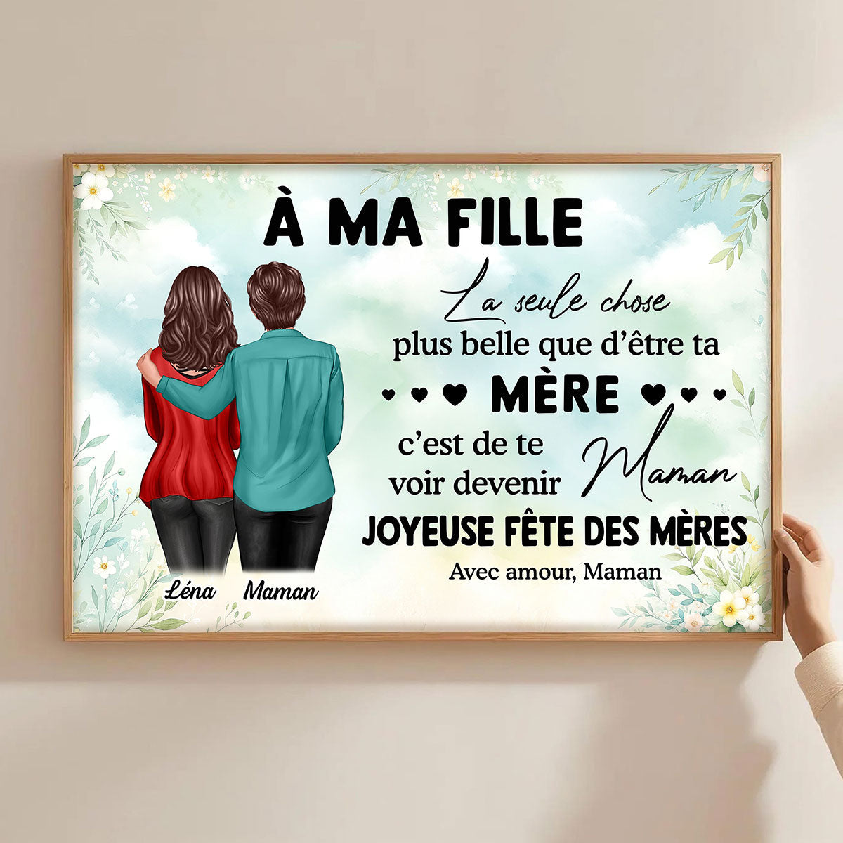 À ma fille – Te voir devenir maman – Affiche personnalisée – Cadeau de Fête des Mères pour ma fille