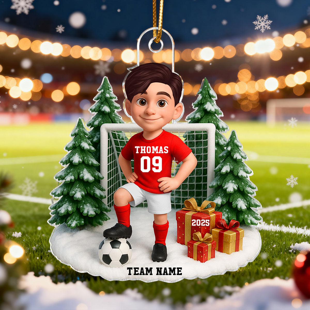 3D Effect Proud American Football Player - Personalized Acrylic Ornament - Gift For Football Lovers, Grandson, Son, Husband