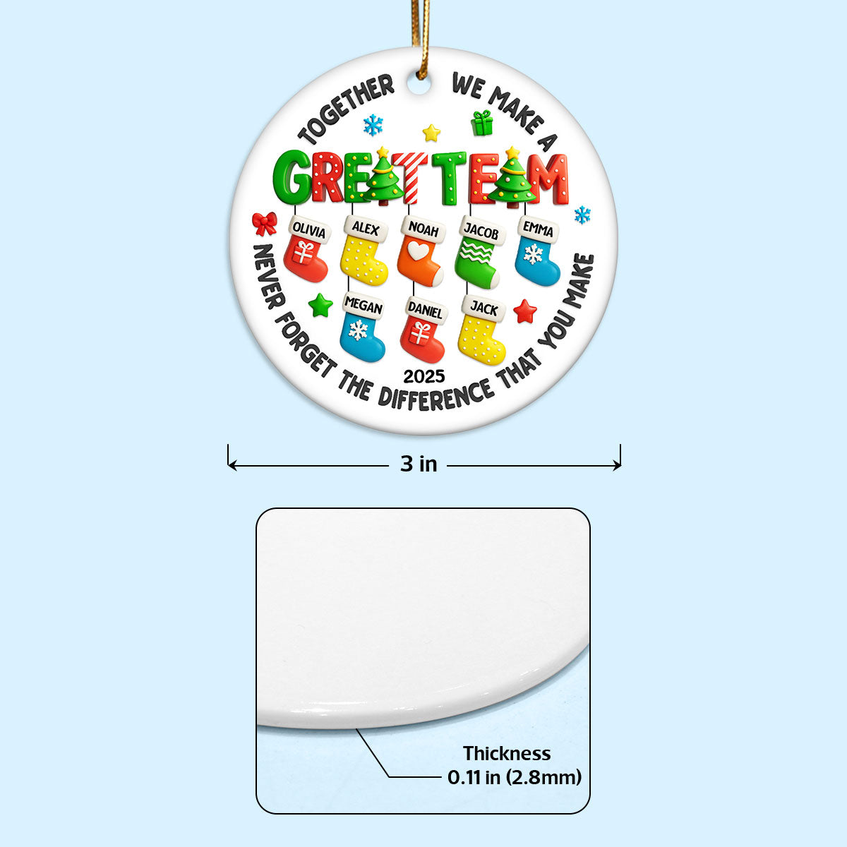 Together We Make A Great Team - Personalized Ceramic Ornament - Christmas Gift for Coworker
