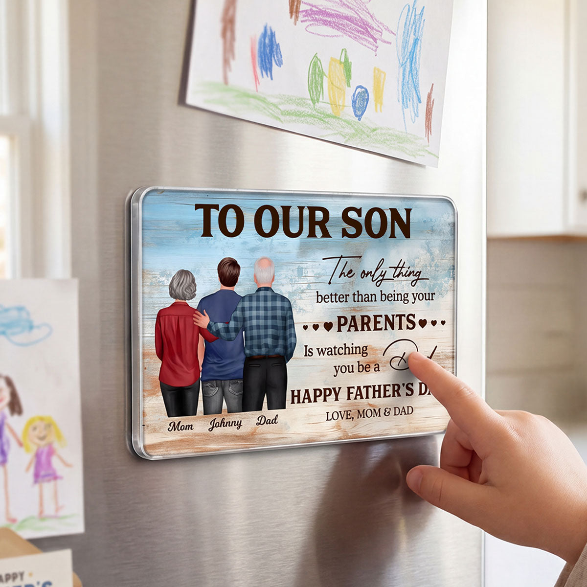 To My Son Watching You Be A Dad - Personalized Acrylic Fridge Magnet - Father's Day Gift For Son