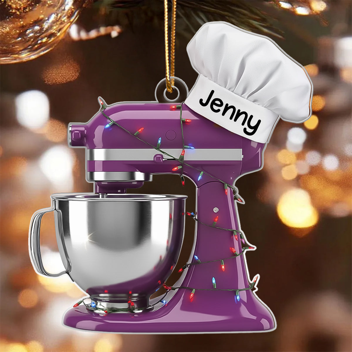 Baking Mixer Lights Christmas - Personalized Acrylic Ornament - Christmas Gift for Bakers