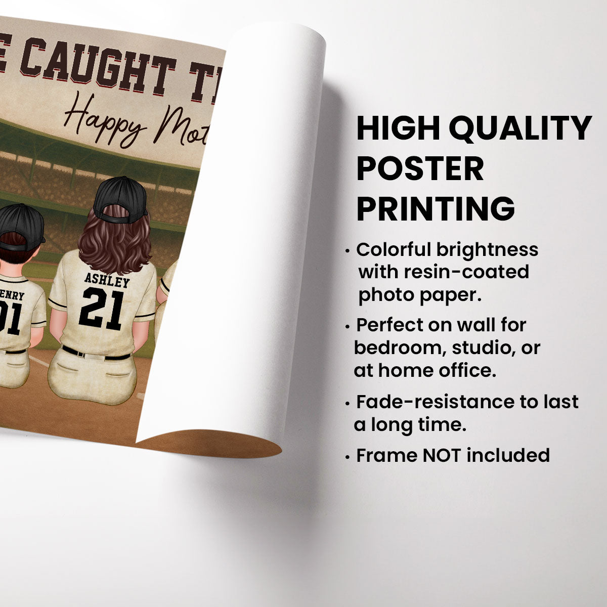 Retro Vintage We Caught The Best Baseball Mom - Personalized Poster - Mother's Day Gift For Baseball Mom, Wife