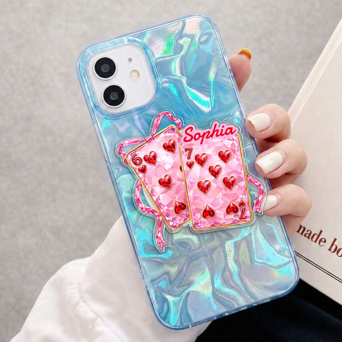 Playing Cards Valentine 6 7 Coquette - Personalized Acrylic Magnetic Phone Grip - Gift for Myself