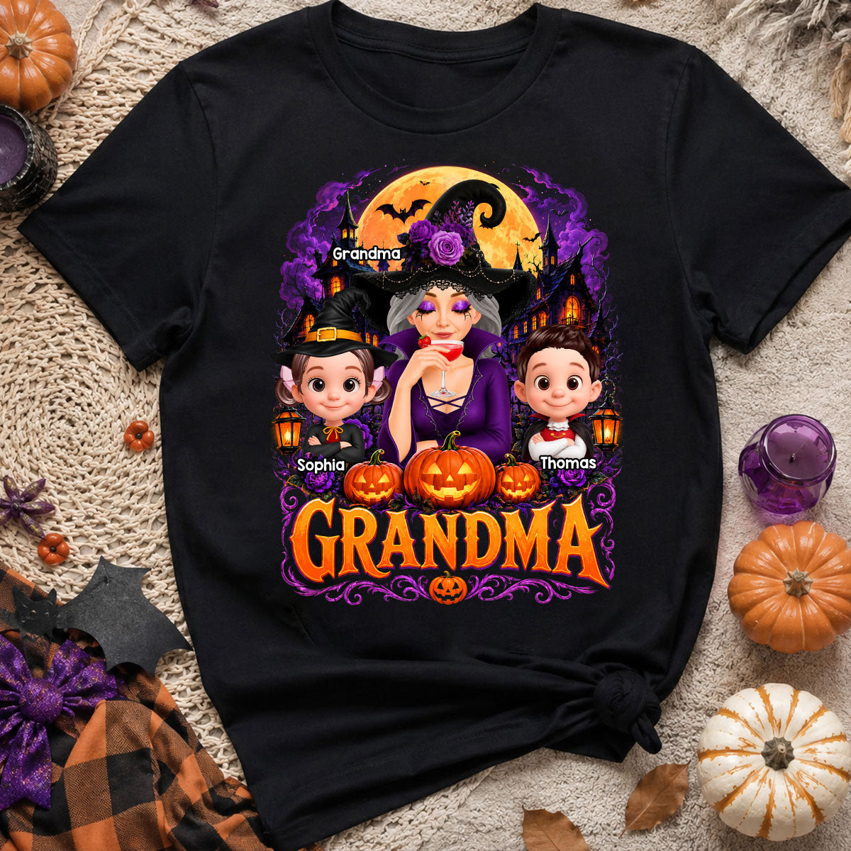 Grandma Witch Magical - Personalized Shirt - Trendy Halloween Tee for Grandma