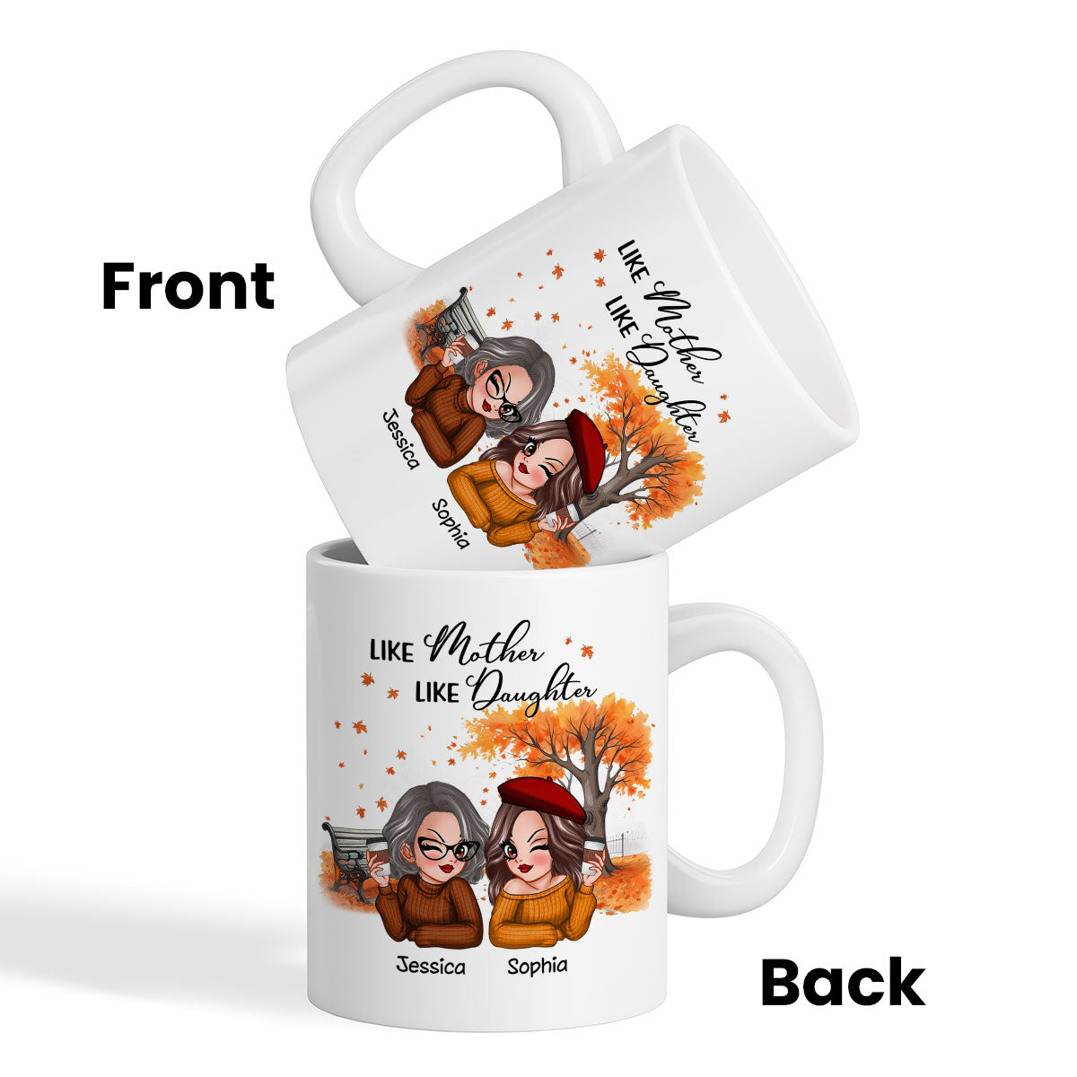 Mother And Daughter Pretty Woman Fall Season Personalized Mug