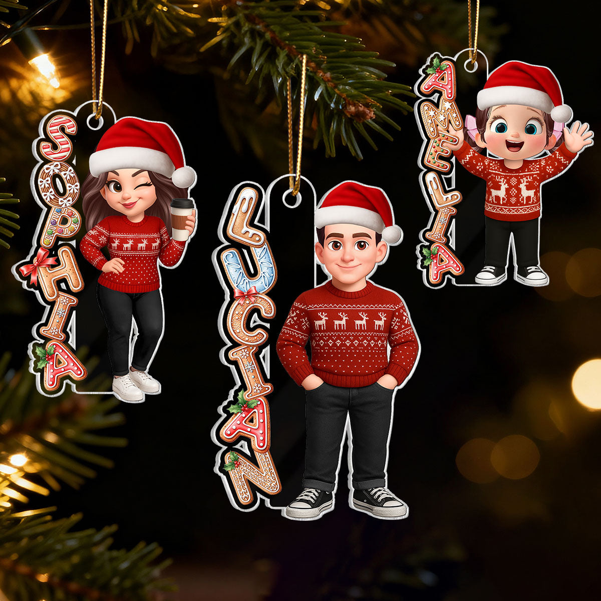Custom Family Name Gingerbread Alphabet Ornament - Personalized Acrylic Ornament - Cute Christmas Gift For Family