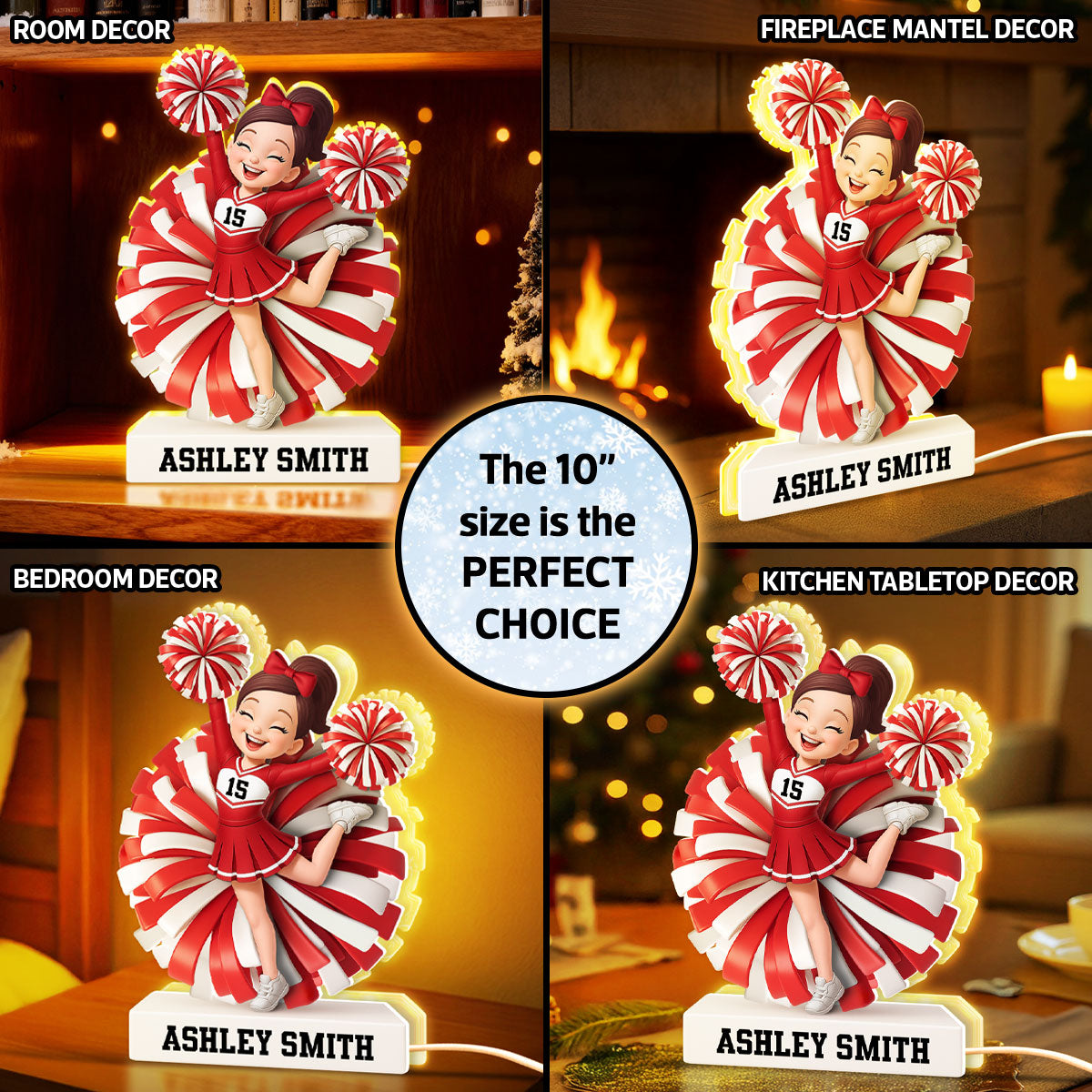 Cheerleader Girl 3D Effect - Personalized Light Box - Christmas Gift for Teen Girl Daughter