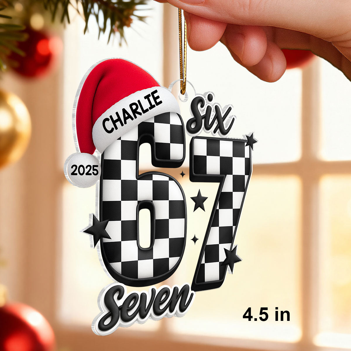 Six Seven Checkered - Personalized Acrylic Ornament - Christmas Gift for Kid, Grandkids