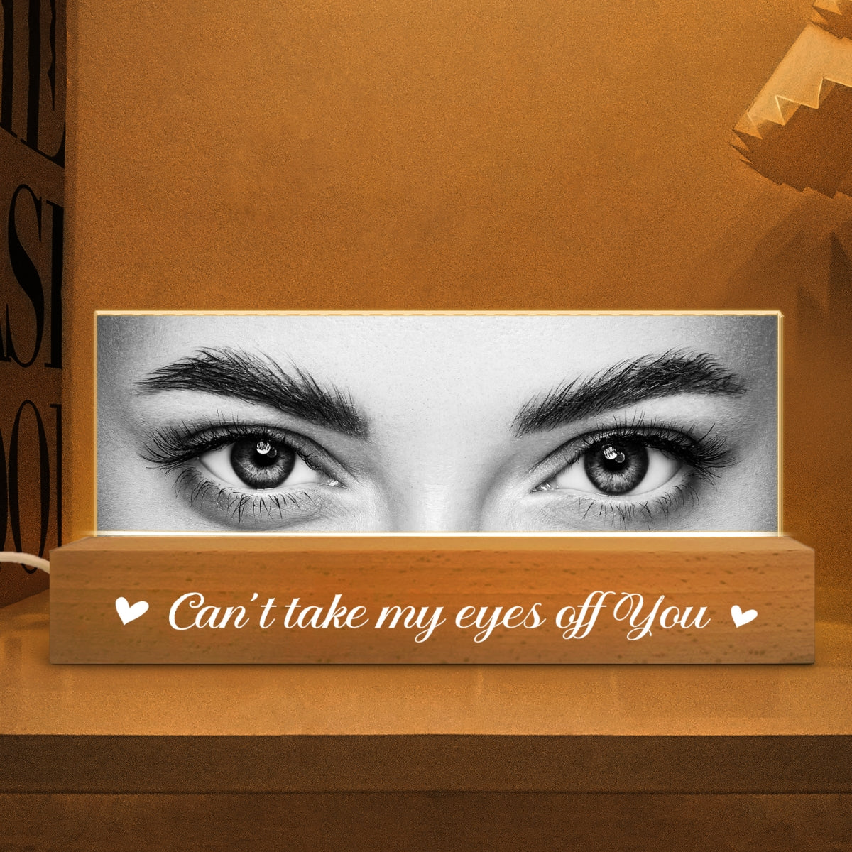 Custom Eye Photo Of Him Of Her - Personalized Acrylic Block Plaque LED Night Light - Funny Valentine's Day Gift For Couple